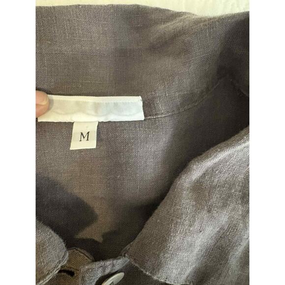 Bryn Walker 100% Linen Button Down Tunic Laggen Look Art to Wear Tan Womens M - Picture 4 of 5